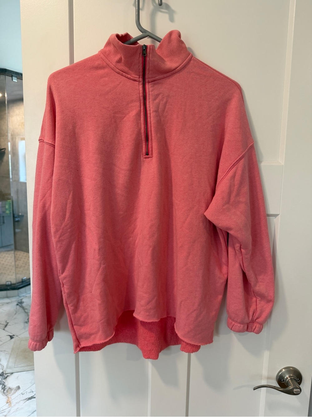 Aerie Pink Quarter-Zip Oversized Pullover